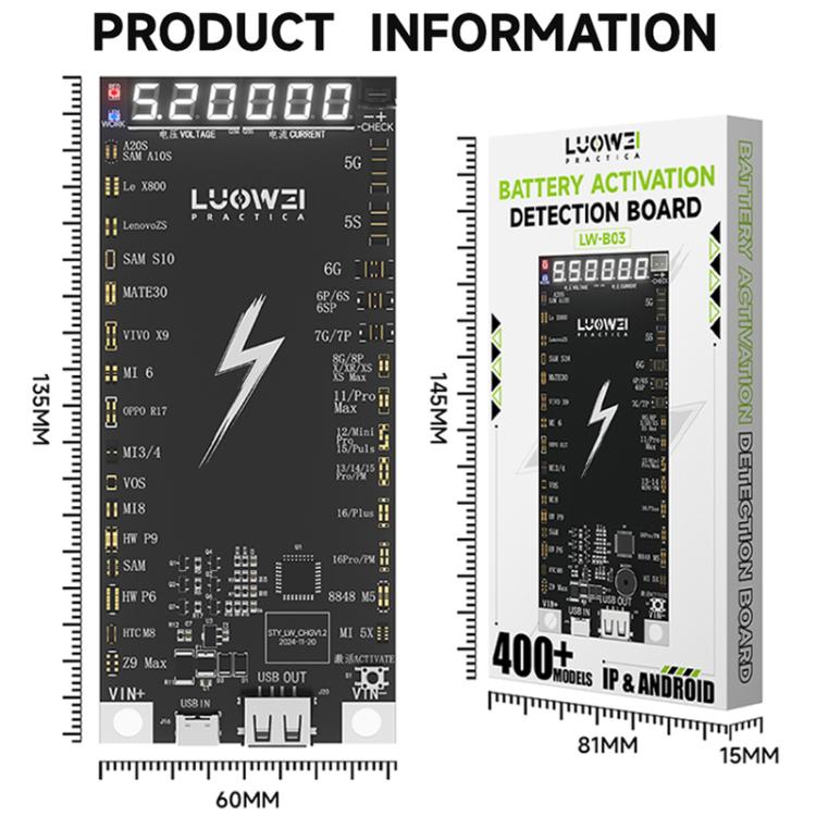 LUOWEI LW-B03 Battery Fast Charging Activation Board for iPhone/Android