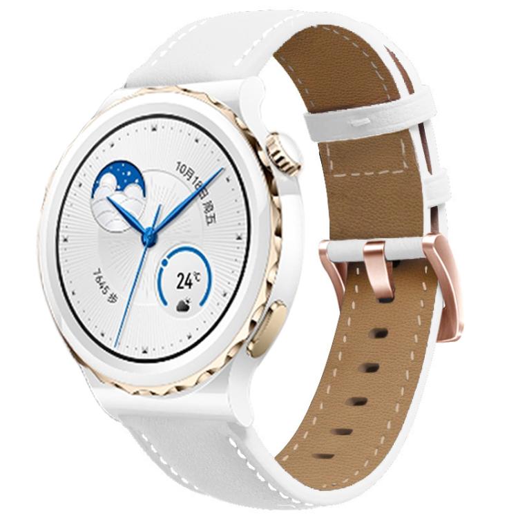 18mm Rose Gold Buckle Leather Watch Band(White) - free shipping - PMC TechLife - Order now!