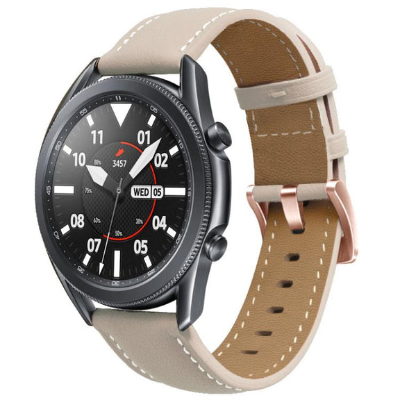 18mm Rose Gold Buckle Leather Watch Band(Apricot)