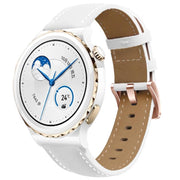 20mm Rose Gold Buckle Leather Watch Band(White)
