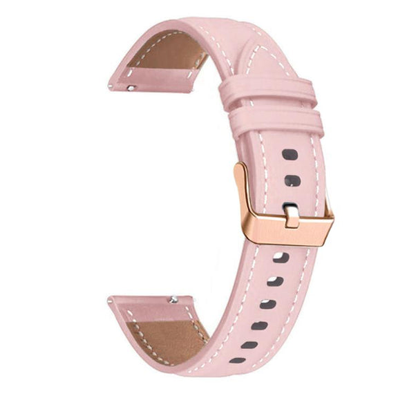 20mm Rose Gold Buckle Leather Watch Band(Pink)