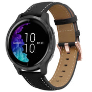 20mm Rose Gold Buckle Leather Watch Band(Black)