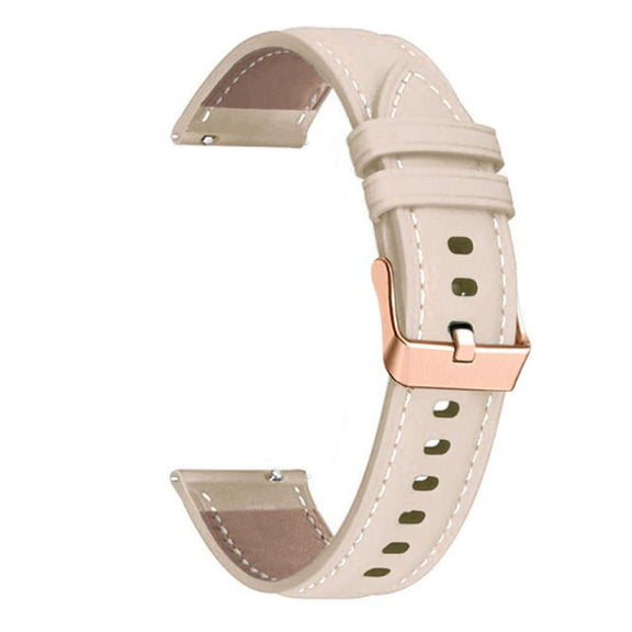 20mm Rose Gold Buckle Leather Watch Band(Apricot)