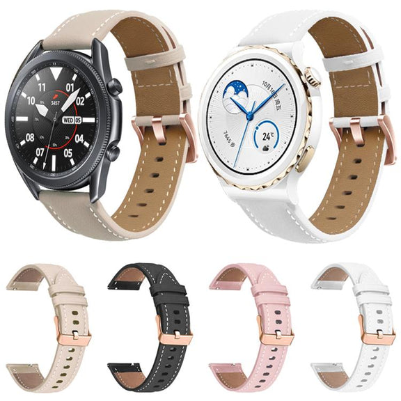 18mm Rose Gold Buckle Leather Watch Band(Apricot)