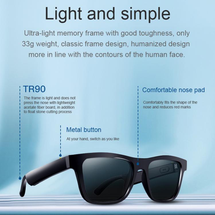 E10 Smart Audio Bluetooth Glasses, Style: Button Style(Transparent)