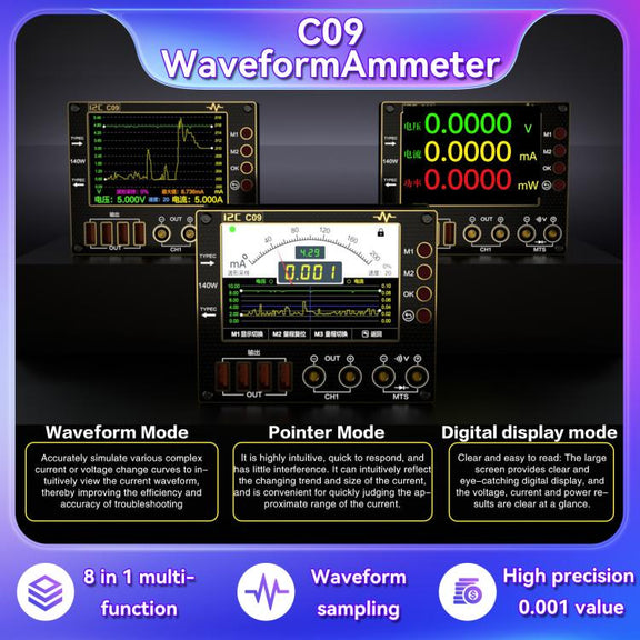 i2C C09 Charge Detection / Voltage Measurement Digital Waveform Ammeter, Model:Host