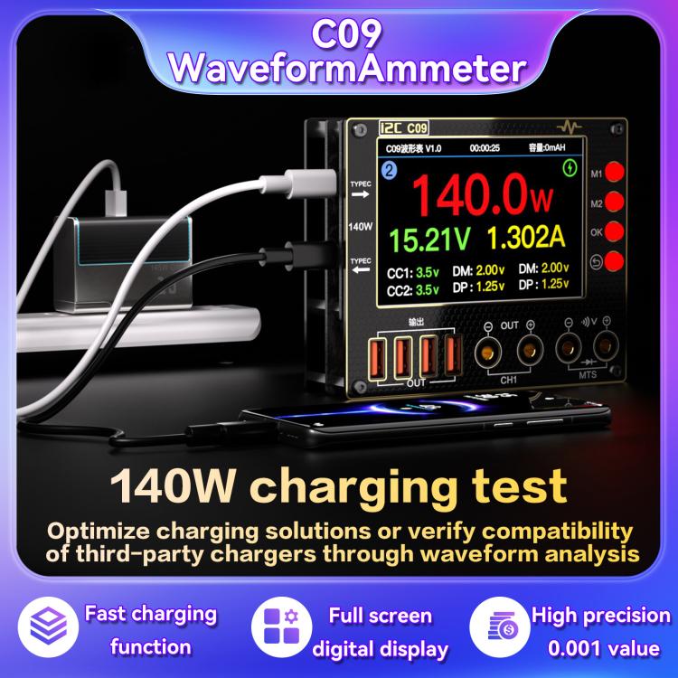 i2C C09 Charge Detection / Voltage Measurement Digital Waveform Ammeter, Model:Host