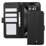 For iPhone 17 ABEEL Delicate Texture Splicing RFID Leather Phone Case(Black)