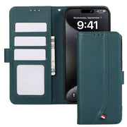 For iPhone 17 ABEEL Delicate Texture Splicing RFID Leather Phone Case(Green)