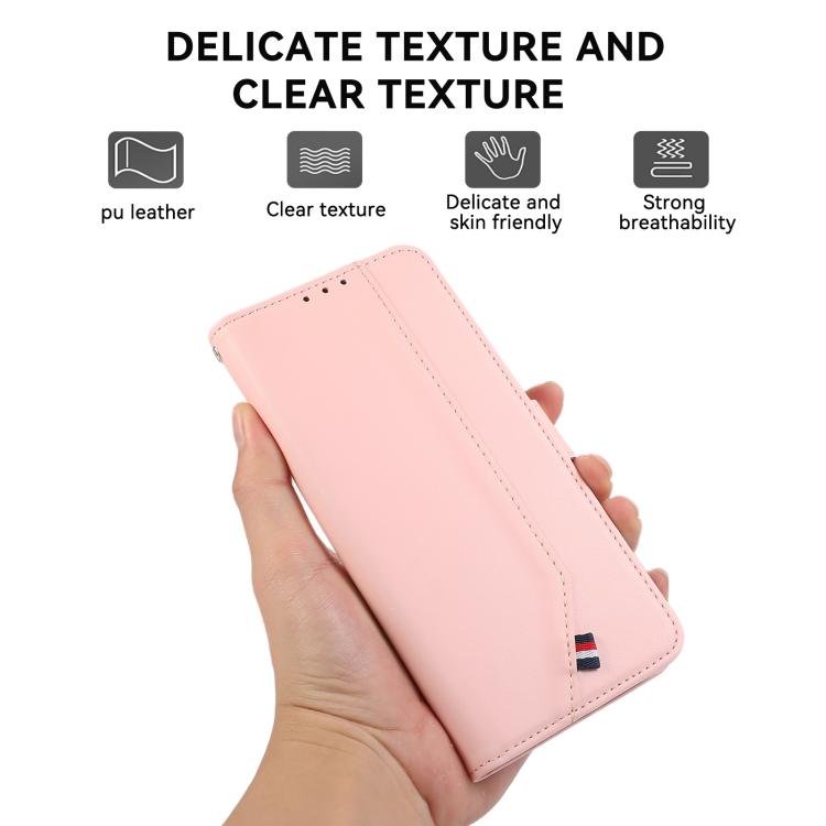 For iPhone 17 Air ABEEL Delicate Texture Splicing RFID Leather Phone Case(Pink)