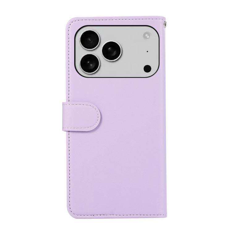 For iPhone 17 Pro ABEEL Delicate Texture Splicing RFID Leather Phone Case(Purple)