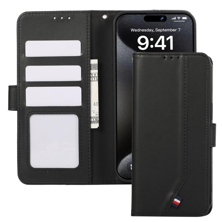For iPhone 17 Pro Max ABEEL Delicate Texture Splicing RFID Leather Phone Case(Black) - free shipping - PMc TechLife - Order now!