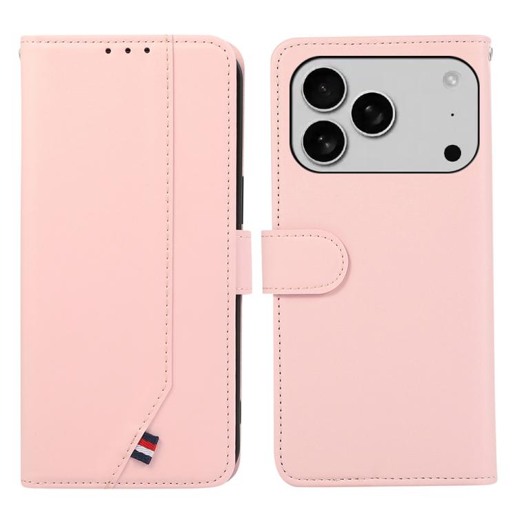 For iPhone 17 Pro Max ABEEL Delicate Texture Splicing RFID Leather Phone Case(Pink) - free shipping - PMc TechLife - Order now!