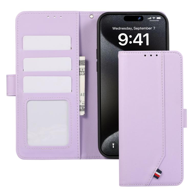 For iPhone 17 Pro Max ABEEL Delicate Texture Splicing RFID Leather Phone Case(Purple) - free shipping - PMc TechLife - Order now!