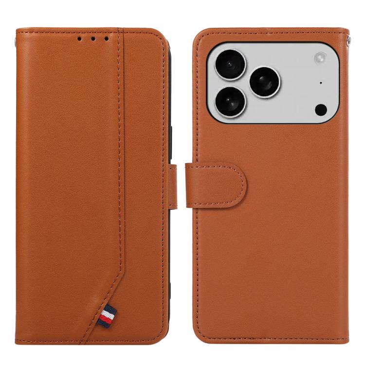 For iPhone 17 Pro Max ABEEL Delicate Texture Splicing RFID Leather Phone Case(Brown) - free shipping - PMc TechLife - Order now!