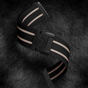 22mm Parachute Buckle Stripe Nylon Elastic Braided Watch Band(Black Starlight)
