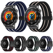 22mm Parachute Buckle Stripe Nylon Elastic Braided Watch Band(Midnight Blue White)