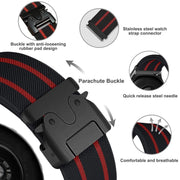 22mm Parachute Buckle Stripe Nylon Elastic Braided Watch Band(Midnight Blue White)