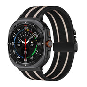 For Samsung Galaxy Watch Ultra 47mm Parachute Buckle Stripe Nylon Elastic Braided Watch Band(Black Starlight)