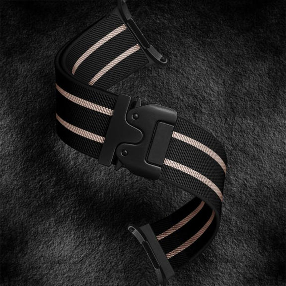 For Samsung Galaxy Watch Ultra 47mm Parachute Buckle Stripe Nylon Elastic Braided Watch Band(Black Starlight)
