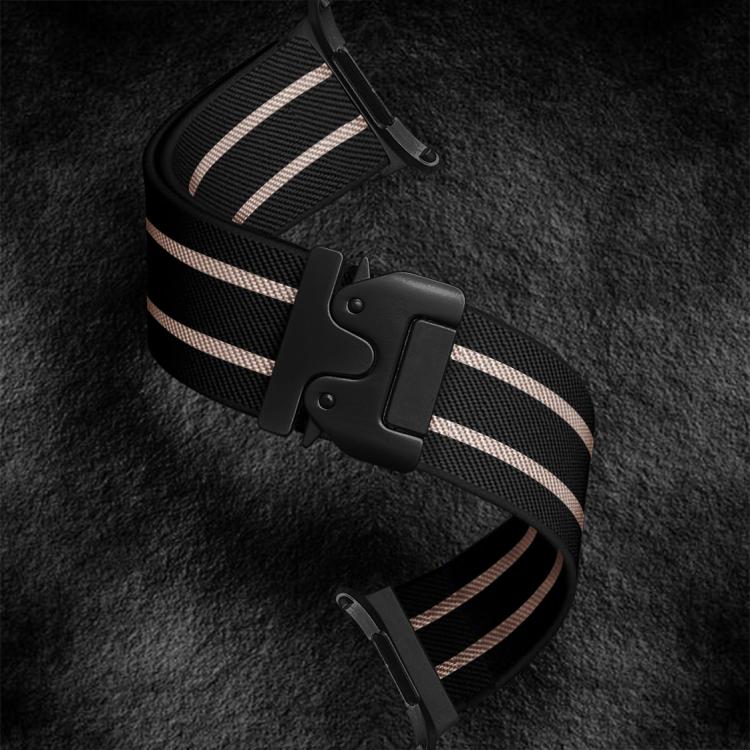 For Samsung Galaxy Watch Ultra 47mm Parachute Buckle Stripe Nylon Elastic Braided Watch Band(Black Starlight)