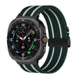 For Samsung Galaxy Watch Ultra 47mm Parachute Buckle Stripe Nylon Elastic Braided Watch Band(Dark Green White) - free shipping - PMc TechLife - Order now!