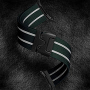 For Samsung Galaxy Watch Ultra 47mm Parachute Buckle Stripe Nylon Elastic Braided Watch Band(Dark Green White)