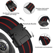 For Samsung Galaxy Watch Ultra 47mm Parachute Buckle Stripe Nylon Elastic Braided Watch Band(Black Starlight)