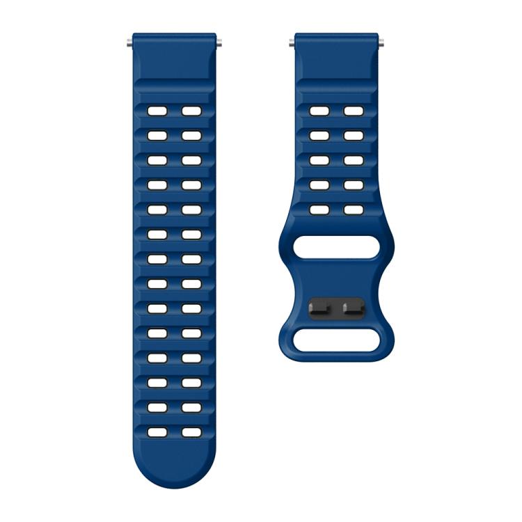 22mm Double-row Hole Studded Buckle Silicone Watch Band(Royal Blue Black)