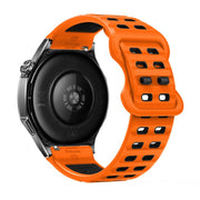 22mm Double-row Hole Studded Buckle Silicone Watch Band(Orange Black)