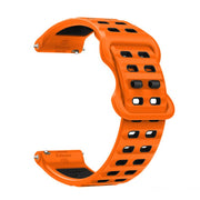 22mm Double-row Hole Studded Buckle Silicone Watch Band(Orange Black)
