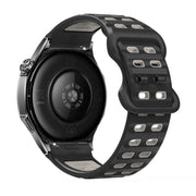 22mm Double-row Hole Studded Buckle Silicone Watch Band(Black Grey)
