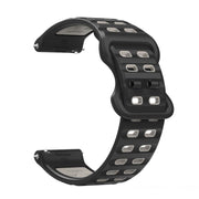 22mm Double-row Hole Studded Buckle Silicone Watch Band(Black Grey)