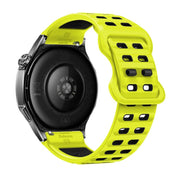 22mm Double-row Hole Studded Buckle Silicone Watch Band(Lime Black)