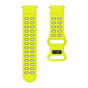 22mm Double-row Hole Studded Buckle Silicone Watch Band(Lime Black)