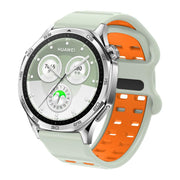 22mm Double-row Hole Studded Buckle Silicone Watch Band(Fog Grey Orange)