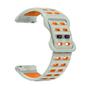 22mm Double-row Hole Studded Buckle Silicone Watch Band(Fog Grey Orange)