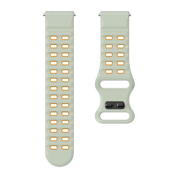 22mm Double-row Hole Studded Buckle Silicone Watch Band(Fog Grey Orange)