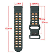 22mm Double-row Hole Studded Buckle Silicone Watch Band(Black Red)