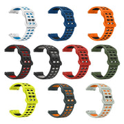 22mm Double-row Hole Studded Buckle Silicone Watch Band(Black Red)