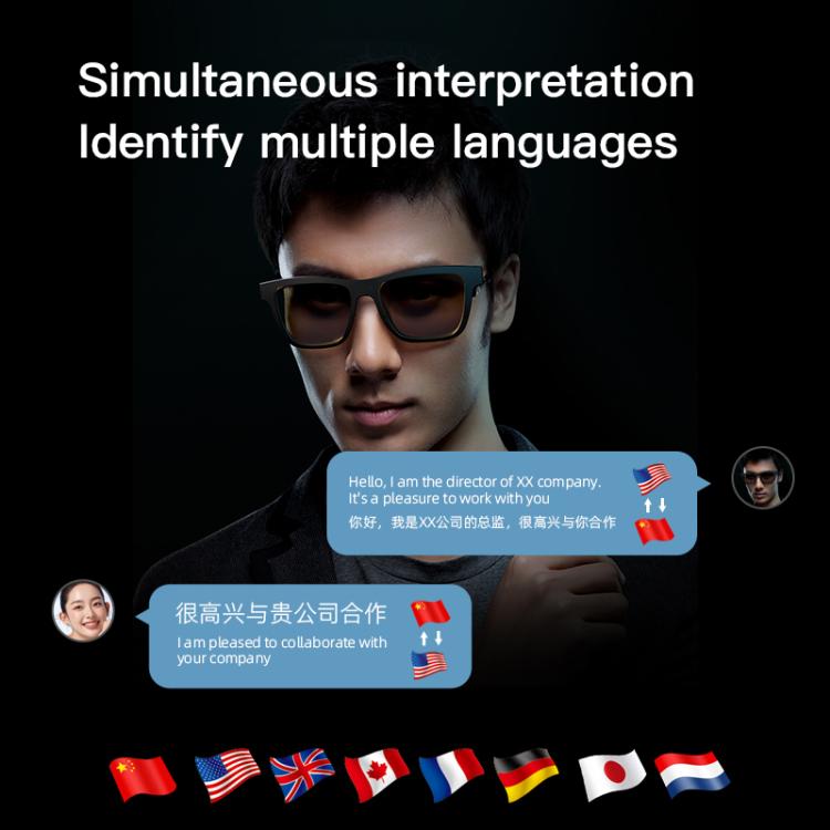 E10 Pro Smart Audio Bluetooth Glasses, Style: AI Translation(Black)