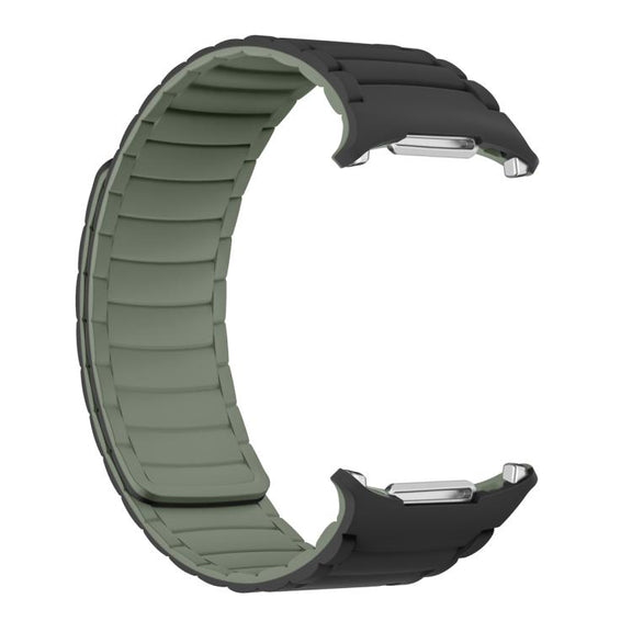 For Samsung Galaxy Watch Ultra 47mm Silicone Sport Magnetic Watch Band(Black+Light Green)