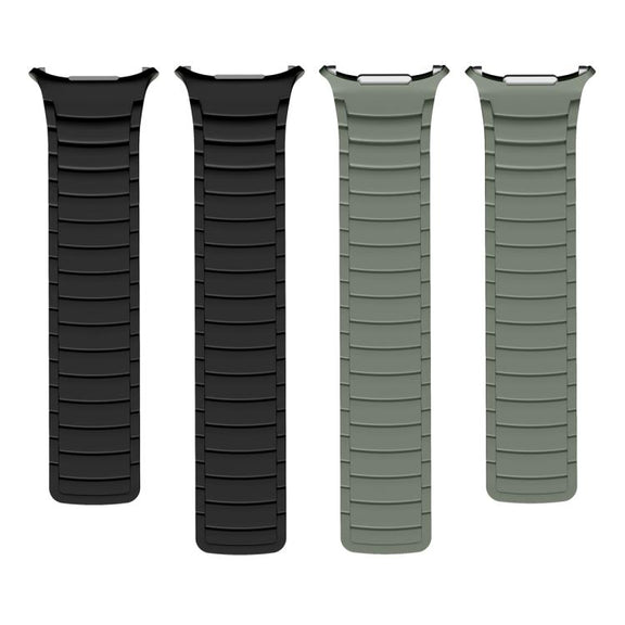For Samsung Galaxy Watch Ultra 47mm Silicone Sport Magnetic Watch Band(Black+Light Green)