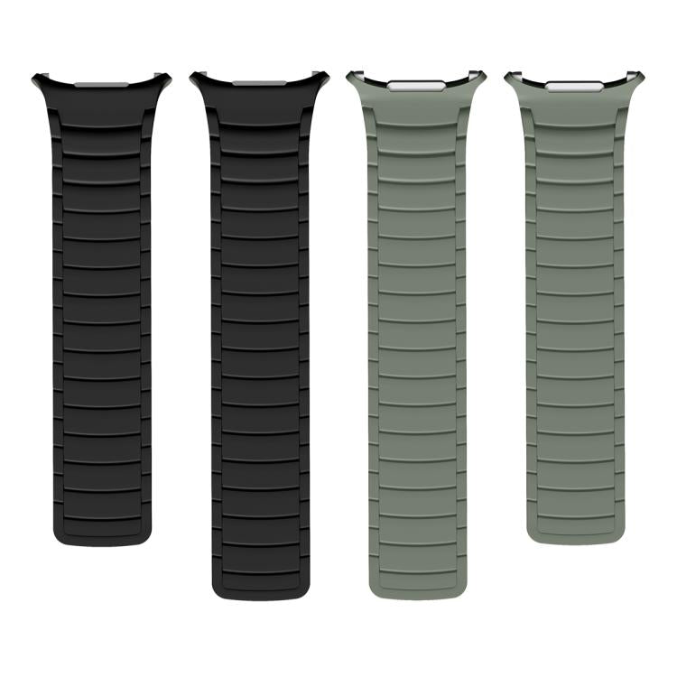 For Samsung Galaxy Watch Ultra 47mm Silicone Sport Magnetic Watch Band(Black+Light Green)