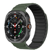 For Samsung Galaxy Watch Ultra 47mm Silicone Sport Magnetic Watch Band(Army Green+Black)