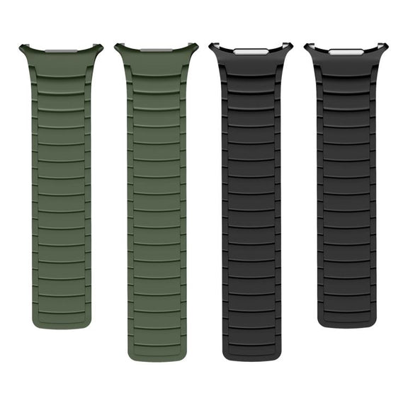 For Samsung Galaxy Watch Ultra 47mm Silicone Sport Magnetic Watch Band(Army Green+Black)