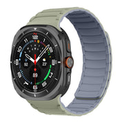 For Samsung Galaxy Watch Ultra 47mm Silicone Sport Magnetic Watch Band(Light Khaki+Light Blue Gray)