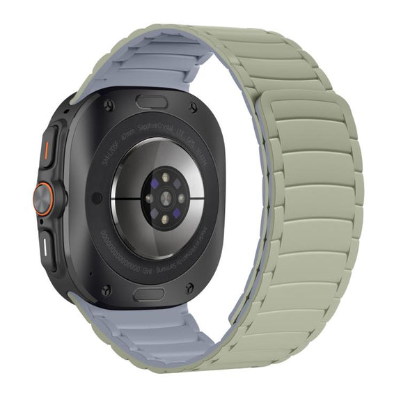 For Samsung Galaxy Watch Ultra 47mm Silicone Sport Magnetic Watch Band(Light Khaki+Light Blue Gray)