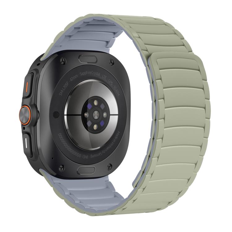 For Samsung Galaxy Watch Ultra 47mm Silicone Sport Magnetic Watch Band(Light Khaki+Light Blue Gray)