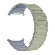 For Samsung Galaxy Watch Ultra 47mm Silicone Sport Magnetic Watch Band(Light Khaki+Light Blue Gray)